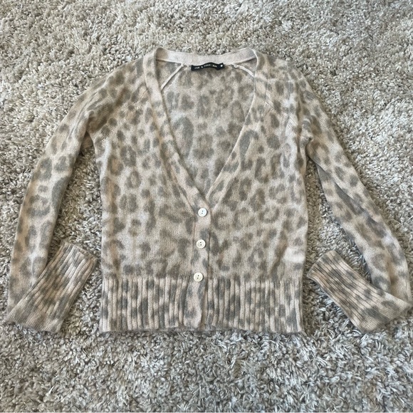 rag & bone Sweaters - Rag & Bone Cheetah Print Wool Blend Button Cardigan Size Medium